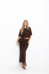 Isabel Crochet Crop Top - Chocolate