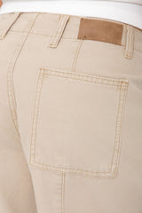 Jordyn Barrel Cargo Denim Jeans - Sand Beige