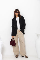 Raffa Double-Breasted Blazer - Black