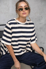 Jude Cotton Swing Tee - Navy and Cream