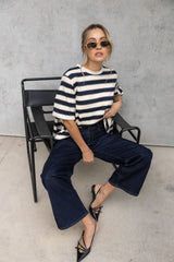 Jude Cotton Swing Tee - Navy and Cream