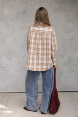 Lennox Plaid Shirt - Natural and Chocolate