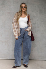 Lennox Plaid Shirt - Natural and Chocolate