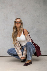 Lennox Plaid Shirt - Natural and Chocolate