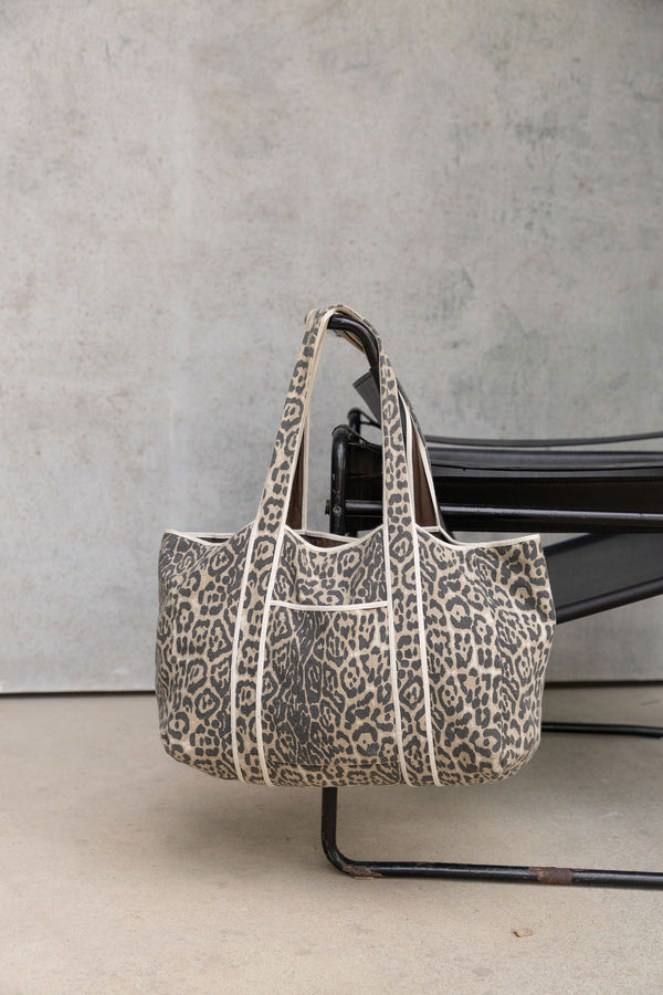 Lola Cotton Tote Bag - Leopard Print