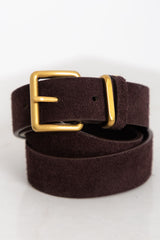 Mia Genuine Suede Belt - Brown/Gold