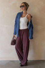 Nixon Stripe Wide-Leg Pants - Plum