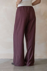 Nixon Stripe Wide-Leg Pants - Plum