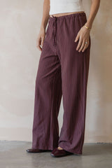 Nixon Stripe Wide-Leg Pants - Plum