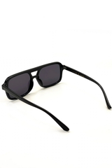 Black square aviator-style sunglasses with dark lenses, shown at an angle on a plain white background.