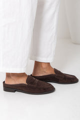 Parker Loafer Mule - Chocolate Brown Suede