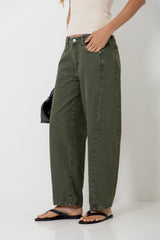 Phoenix Barrel Denim Jeans - Olive