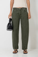 Phoenix Barrel Denim Jeans - Olive