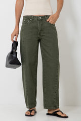 Phoenix Barrel Denim Jeans - Olive