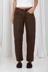 Phoenix Barrel Denim Jeans - Chocolate
