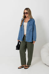 Phoenix Barrel Denim Jeans - Olive