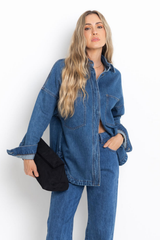 Duke Oversized Denim Shirt - Mid Blue