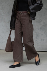 River Wide-Leg Denim Jeans - Choc Wash