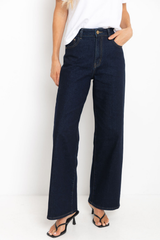 Harper Wide Leg Jeans - Dark Indigo - The Self Styler