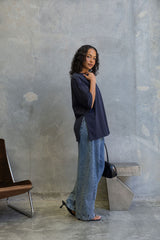 Quinn Relaxed-Fit Side Split Tee - Navy