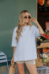 Quinn Cotton Side Split Tee - Blue