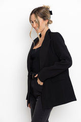 Raffa Double-Breasted Blazer - Black