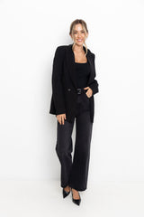Raffa Double-Breasted Blazer - Black