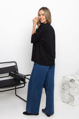 Rhodes Relaxed-Fit V Neck Tee - Black