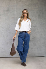 Bodhi Barrel Denim Jeans - Mid Blue Wash