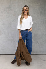 Rhodes Relaxed-Fit V Neck Tee - White