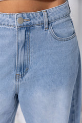 River Wide-Leg Denim Jeans - Light Blue Wash