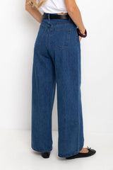 River Wide-Leg Denim Jeans - Mid Blue Wash