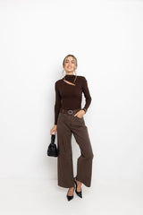 River Wide-Leg Denim Jeans - Choc Wash