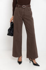 River Wide-Leg Denim Jeans - Choc Wash