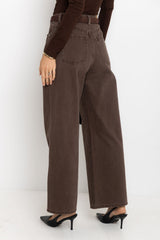River Wide-Leg Denim Jeans - Choc Wash