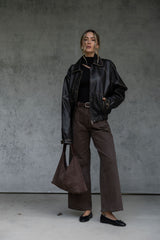 River Wide-Leg Denim Jeans - Choc Wash