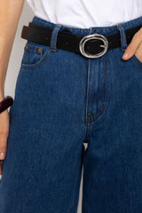 River Wide-Leg Denim Jeans - Mid Blue Wash