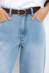 River Wide-Leg Denim Jeans - Light Blue Wash