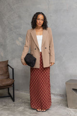 Rowie Plaid Maxi Skirt - Burgundy