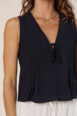 Sofia Pleat Top - Black - The Self Styler