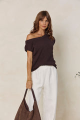 Avalon Off-The-Shoulder Top - Espresso - The Self Styler