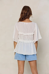 Nyla Boho Top - White - The Self Styler
