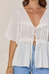 Nyla Boho Top - White - The Self Styler