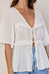 Nyla Boho Top - White - The Self Styler