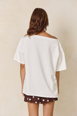 Arden Off-The-Shoulder Tee - White - The Self Styler