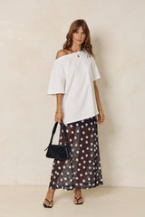 Evie Polka Dot Maxi Skirt - Black and White - The Self Styler