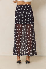 Evie Polka Dot Maxi Skirt - Black and White - The Self Styler