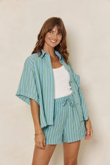 Harper Stripe Shirt - Blue - The Self Styler