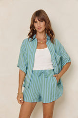 Emma Stripe Shorts - Blue - The Self Styler