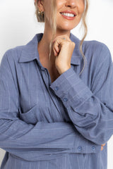 Jagger Relaxed Pinstripe Shirt - Blue - The Self Styler